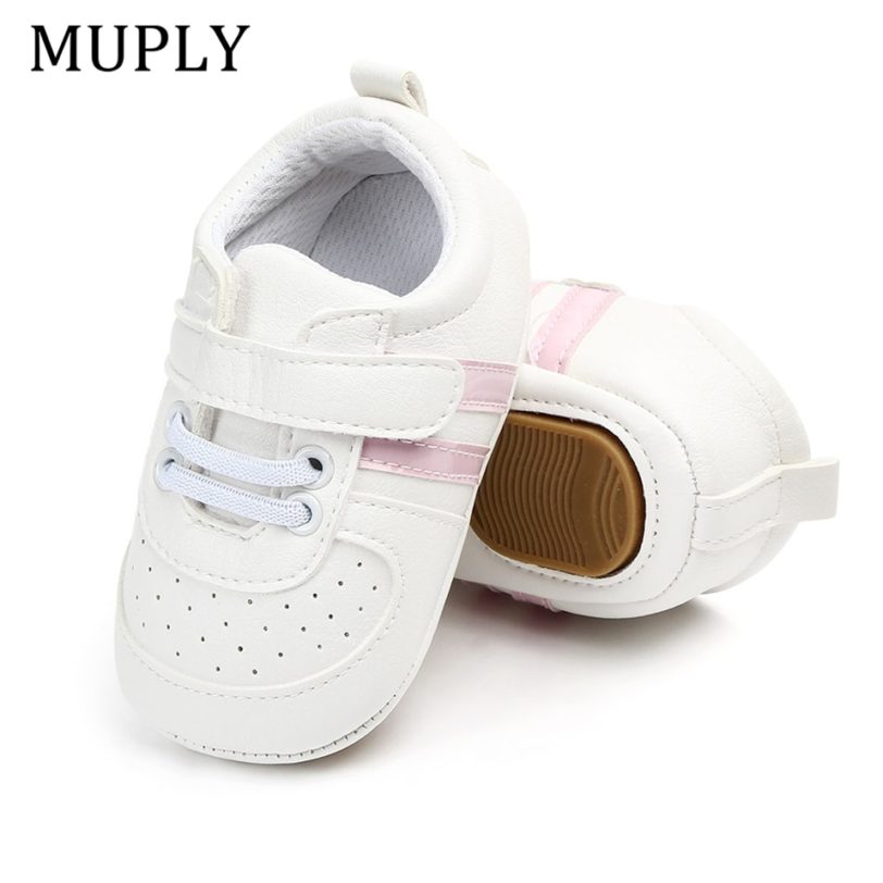 Baby Shoes Pu Leather Shoes Sports Sneakers Newborn Baby Boys Girls Stripe Pattern Shoes Infant Toddler Soft Anti-slip Shoes - Image 5