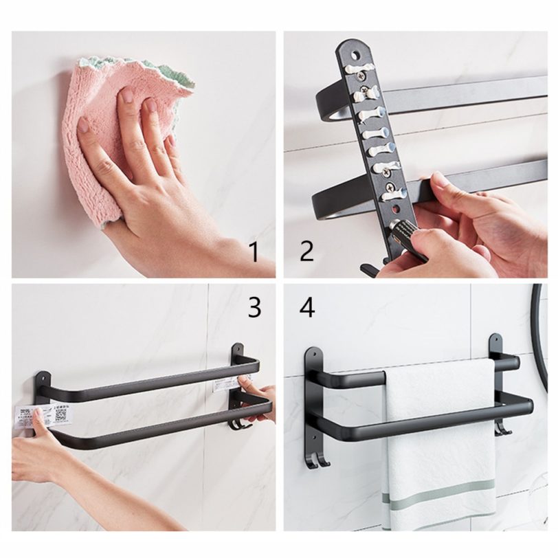 Bathroom Towel Rack 3 Layers Punch-Free Towel Holder Shower Rack Bathroom Storage Shelf Home Organizer Accessories - Image 3