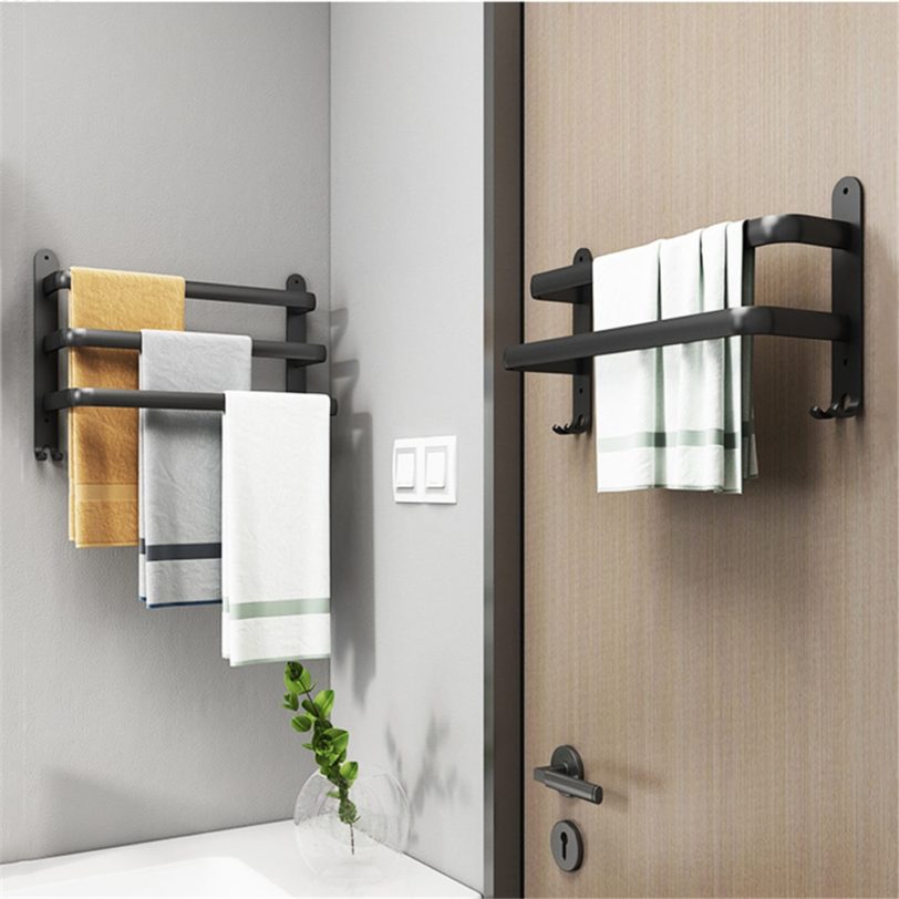 Bathroom Towel Rack 3 Layers Punch-Free Towel Holder Shower Rack Bathroom Storage Shelf Home Organizer Accessories - Image 2