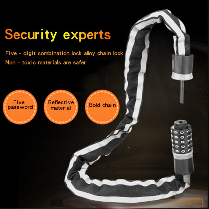 Bicycle Chain Locker Anti Theft Lock For Electronic Bicycle and Mountain Bike Reflective Chain Combination Lock 1