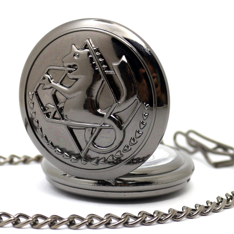 Black Silver Fullmetal Alchemist Quartz Pocket Watch Necklace Leather Chain Box Bag Relogio De Bolso Jewelry Sets Gifts - Image 3