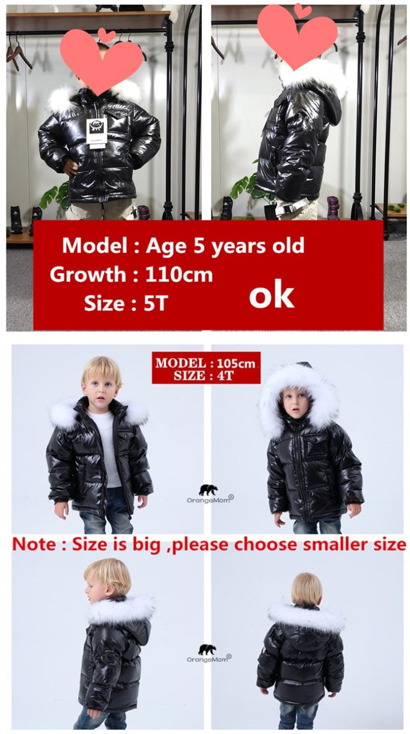 Black Winter Jacket Parka For Boys Winter Coat 90% Down Girls Jackets Children's Clothing Snow Wear Kids Outerwear Boy Clothes - Image 2