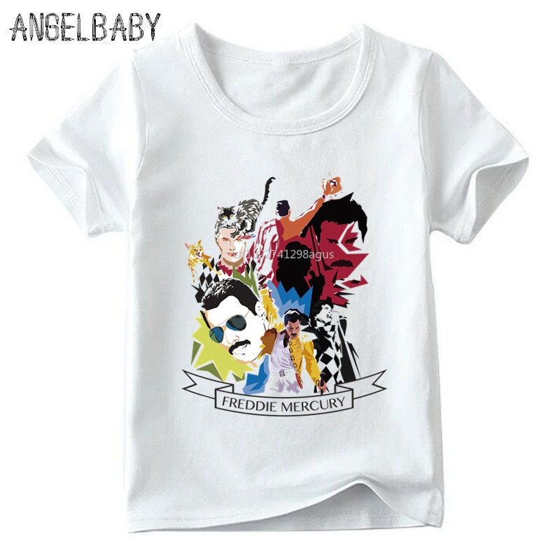 Boys and Girls FREDDIE MERCURY Rock Band Queen Design T shirt Kids Summer Short Sleeve Tops 1
