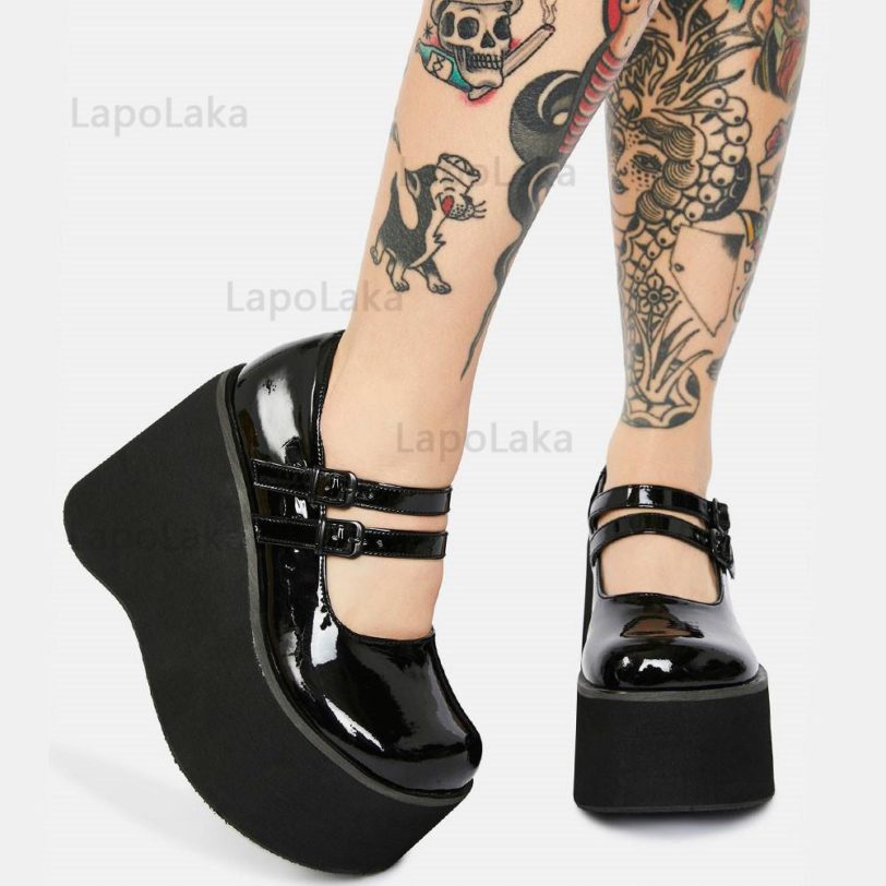 Brand Design Great Quality Gothic Style Platform Wedges Super High Heel Mary Jane Shoes Sweet Comfy 2021 Woman Shoes Pumps - Image 2