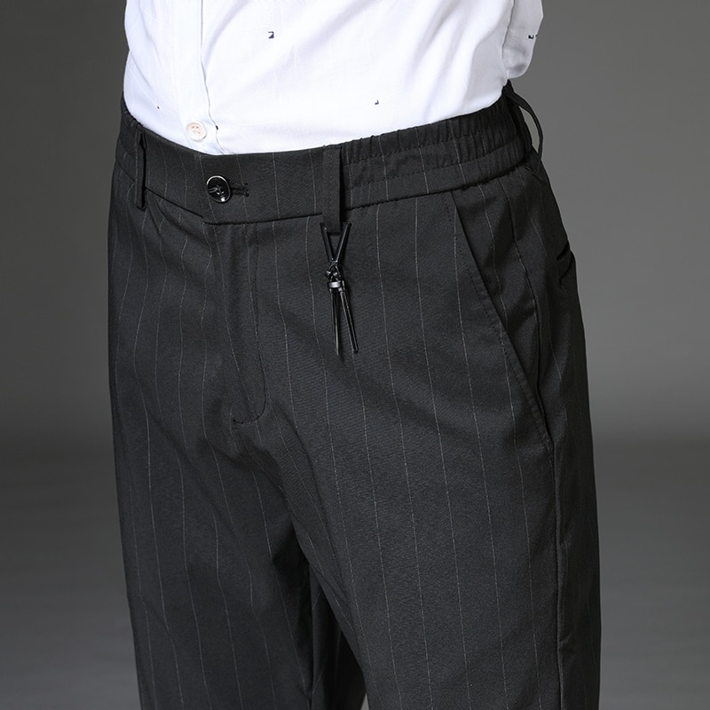 Brand Fashion High Quality Men Pants Straight Long Classic Business Summer Thin England Stripe Plaid Casual 3