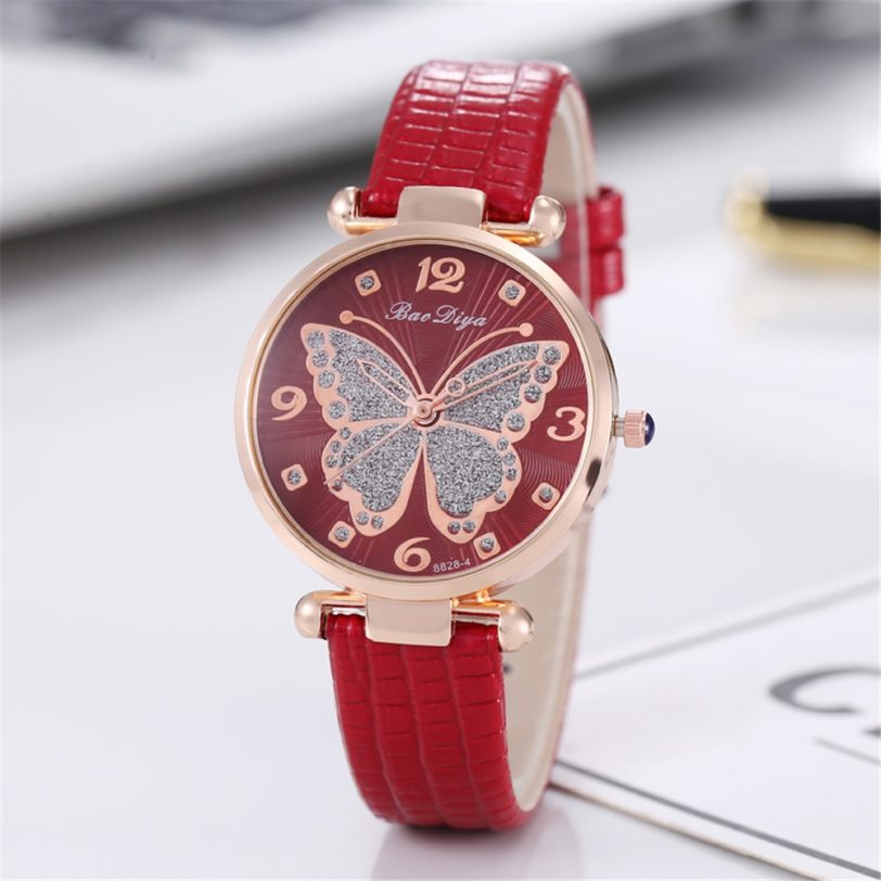 Butterfly Diamond Dial Design Women Quartz Watches Fashion Casual Ladies Wristwatches Simple Woman Leather Clock Montre Femme - Image 4