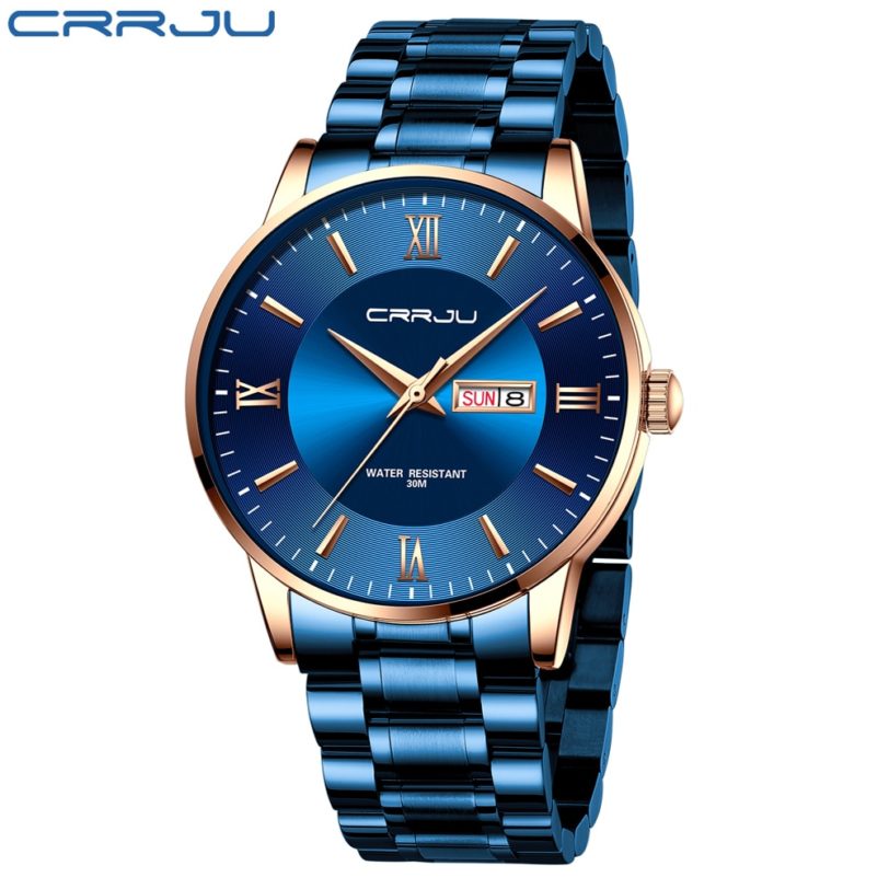 CRRJU Watches for Men Luxury Men Watches Mechanical Automatic Blue Watch Men 30M Waterproof Casual Business luminous Wristwatch - Image 2