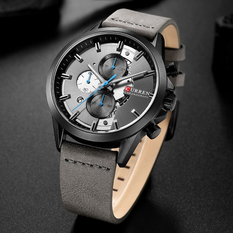 CURREN Luxury Brand Watches for Man Casual Clock with Chronograph Luminous Hands Leather Straps Wristwatches Male 2