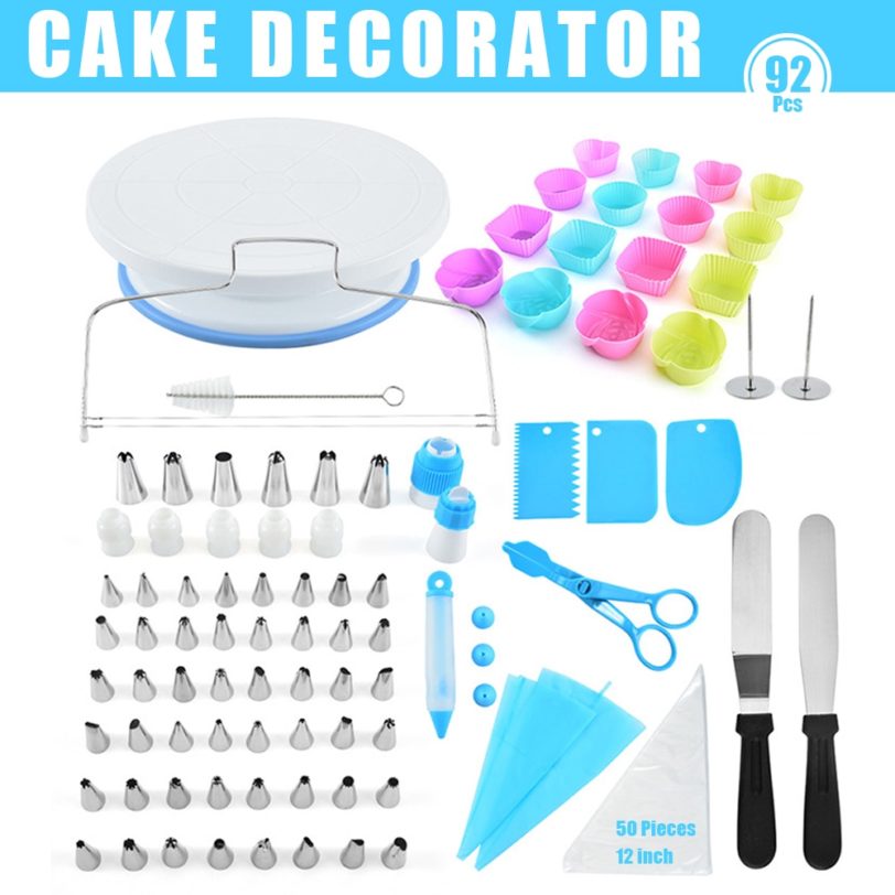 Cake Stand Turntable Rotating Set Icing Piping Nozzle Pastry Bag Tube Silicone Fondant Scraper Dessert Baking Decorating Tools - Image 2