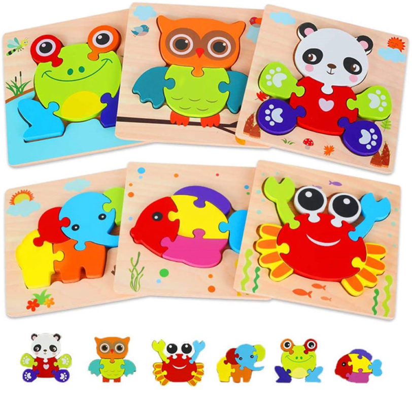 Cartoon Animals 3D Wooden Puzzle Montessori Toys Wooden Jigsaw Puzzle Children Toys Educational Puzzle For Toddler 2 3 4 5 Years - Image 4