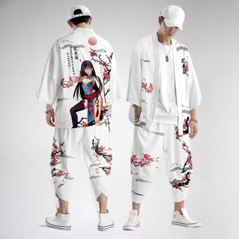 Chinese Style Print Men Kimono Cardigan Set Plus Size Male Yukata Samurai Clothing Casual Loose Streetwear Jacket Pant Suit 6XL - Image 3