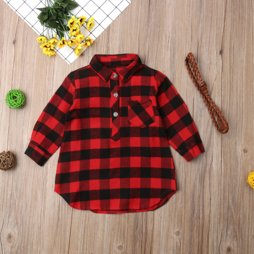 Christmas Kid Baby Girl Dress Newborn Baby Girls Red Plaid T shirt Long Sleeve Dress Princess Party Dress Xmas Clothes - Image 4