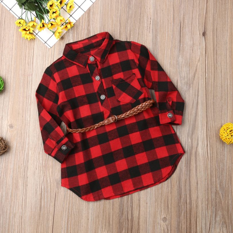 Christmas Kid Baby Girl Dress Newborn Baby Girls Red Plaid T shirt Long Sleeve Dress Princess Party Dress Xmas Clothes - Image 2