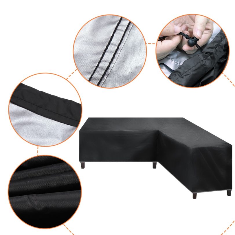 Corner Outdoor Sofa Cover Garden Rattan Corner Furniture Cover V Shape Waterproof Sofa Protect Set All-Purpose Dust Covers - Image 6