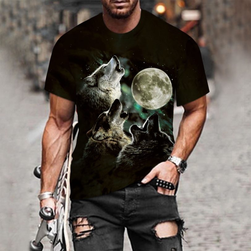 Couple Wolf Print T-Shirt Men's 3D T-Shirt Drop Ship Top Tee Short Sleeve Camiseta Round Neck T-Shirt Fashion Casual Brand 6XL - Image 4