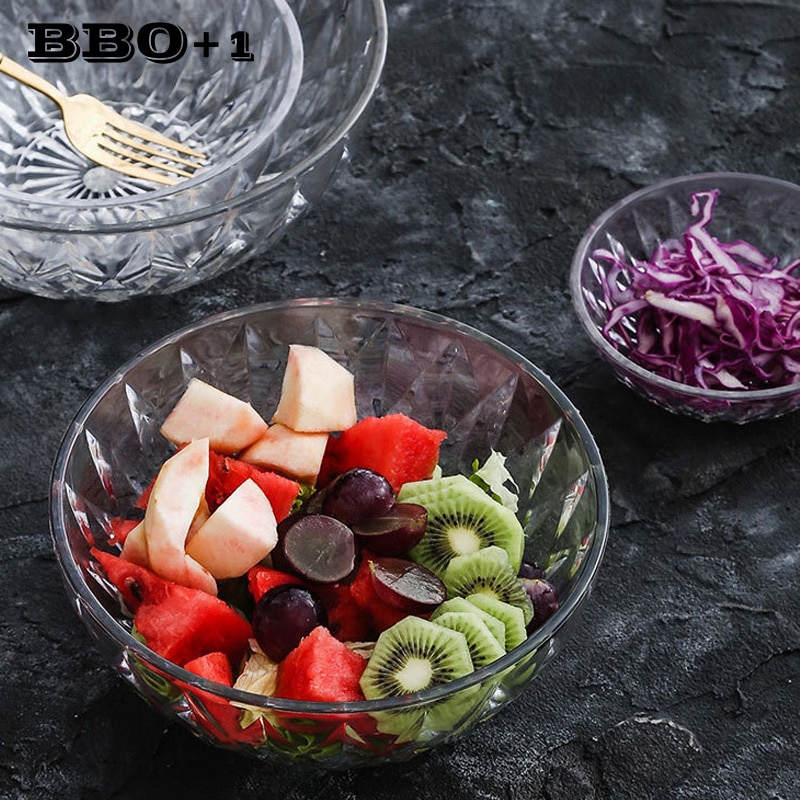 Creative Plastic Salad Bowl Tableware Fruit Vegetables Acrylic Clear Bowl Round Dinner Kitchen Dinnerware Multi Size 3