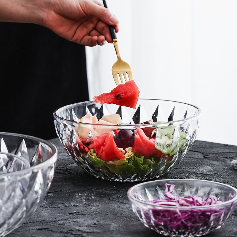 Creative Plastic Salad Bowl Tableware Fruit Vegetables Acrylic Clear Bowl Round Dinner Kitchen Dinnerware Multi Size