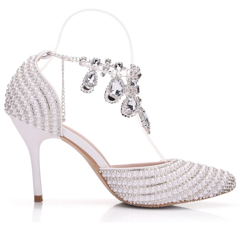 Crystal Queen Bridal Shoes Women Crystal Rhinestone Pointed Toe High Heels Sexy Wedding Evening Party Shoes Ladies Pumps - Image 5