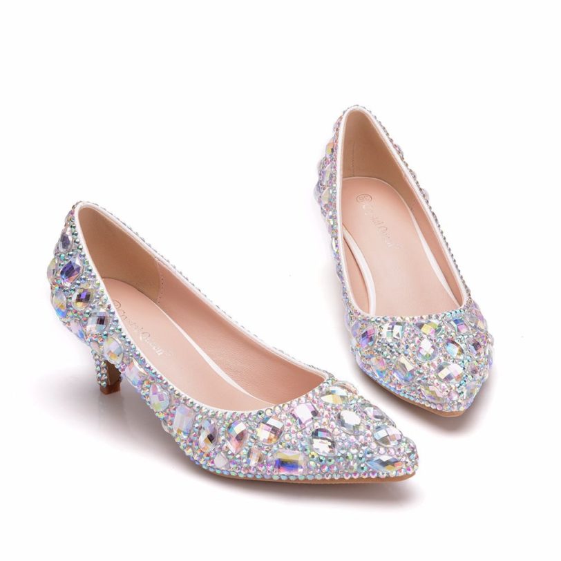 Crystal Queen Women Shoes Pumps Handmade Female Noble Diamond Wedding Shoes Sexy Women's High Heels Dress Shoes 5CM - Image 6