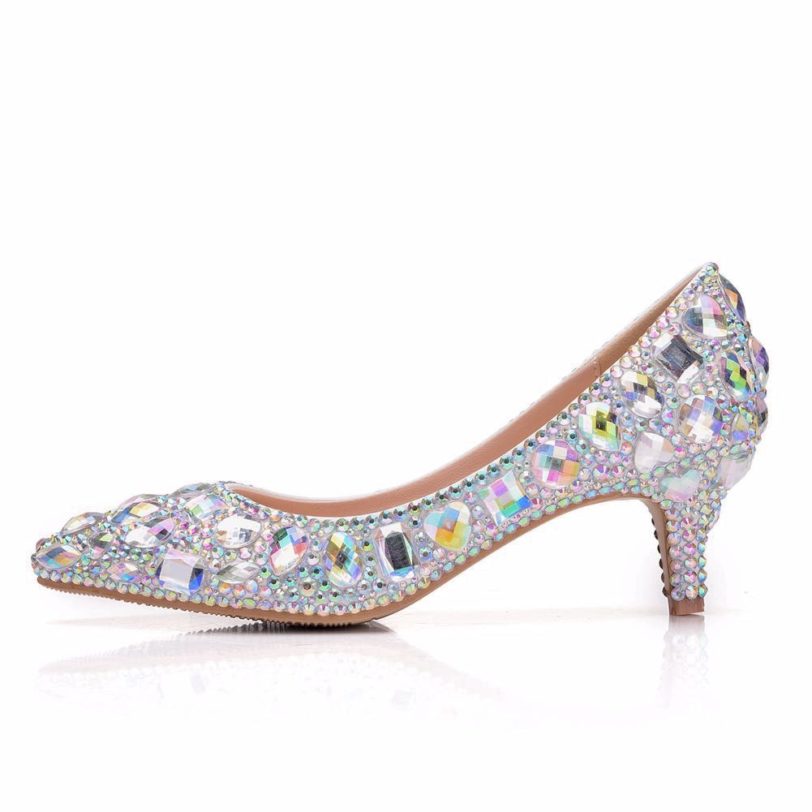 Crystal Queen Women Shoes Pumps Handmade Female Noble Diamond Wedding Shoes Sexy Women's High Heels Dress Shoes 5CM - Image 2