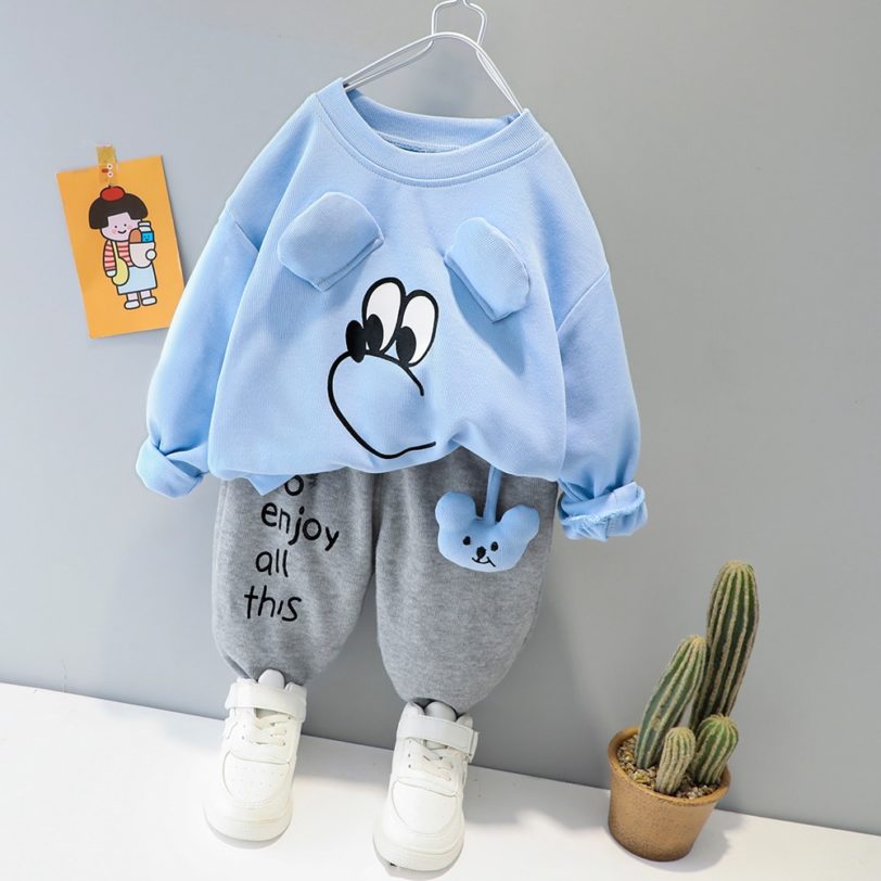 Cute Baby Girl Boy Clothes Set 2021 Spring 1 2 3 4 Years Children Toddler Outfit Cartoon Print - Image 2