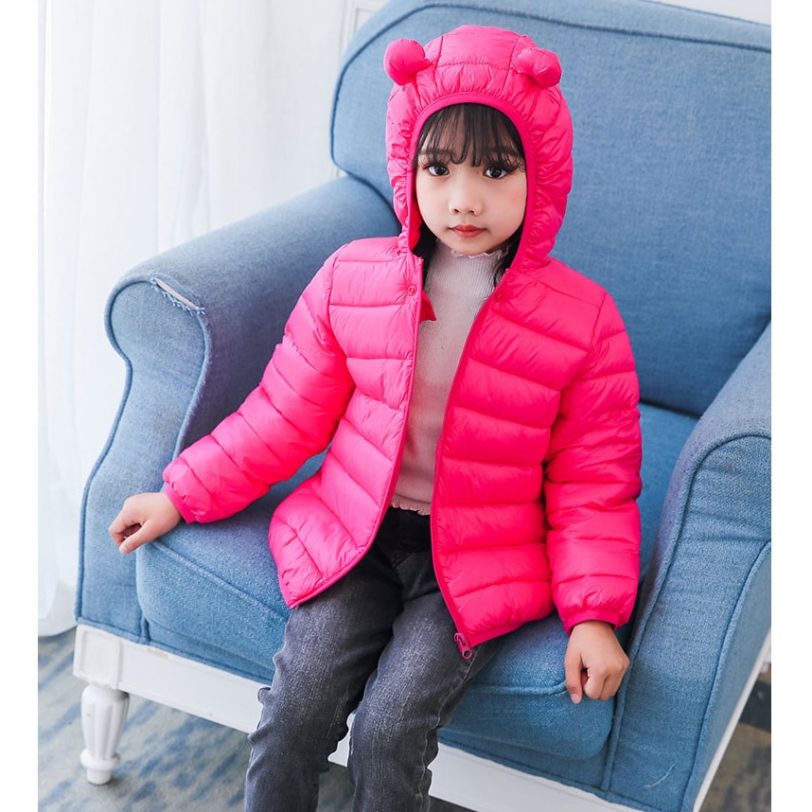 Cute Baby Girls Winter Clothes Kids Light Down Coats with Ear Hoodie Spring Girl Jacket Toddler Children Clothing for Boys Coat - Image 2