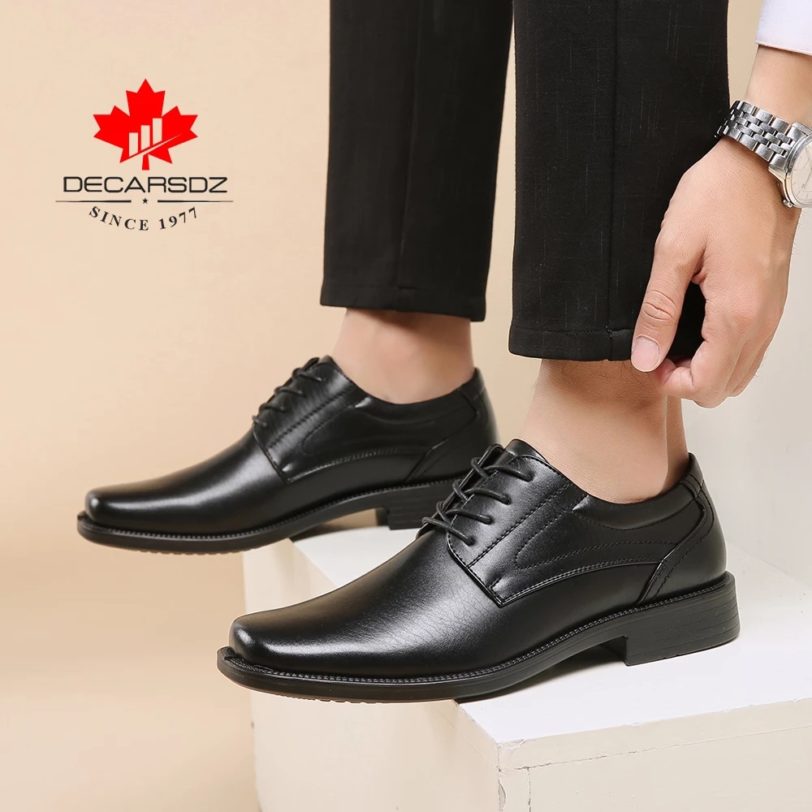 DECARSDZ 2021 Autumn Fashion Shoes Men Office Design Classic Men Shoes High quality Luxury leather Brand Comfy Men Casual Shoes - Image 2