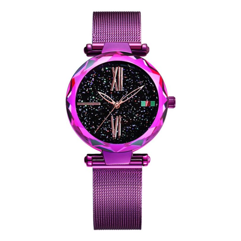 DOM Women Fashion Purple Quartz Watch Lady Steel Watchband High Quality Casual Waterproof Wristwatch Gift for Girl G-1244PK-1M1 - Image 3