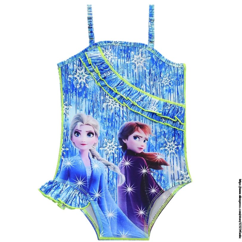 Disney Frozen Kids Girls Summer Pleated Backless Braces Swimming Wear Bathing Suit Baby Children Beach Swimwear Swimsuit - Image 2