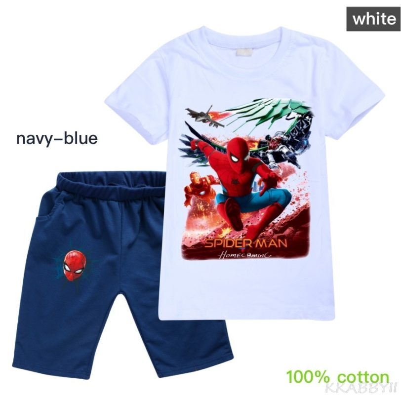 Disney SpiderMan T Shirt clothing set boys tshirt Kids T Shirt activewear set Shirt summer Short 2