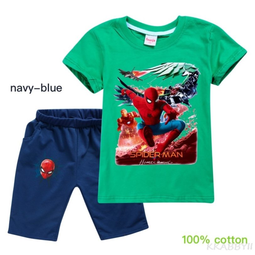 Disney SpiderMan T Shirt clothing set boys tshirt Kids T Shirt activewear set Shirt summer Short 3
