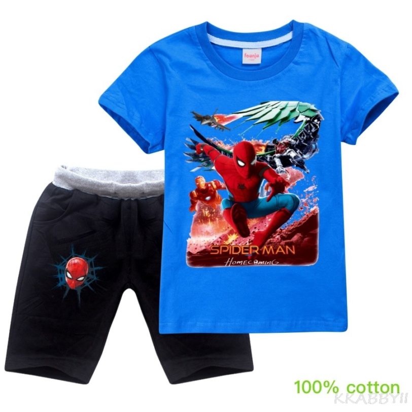 Disney SpiderMan T Shirt clothing set boys tshirt Kids T Shirt activewear set Shirt summer Short