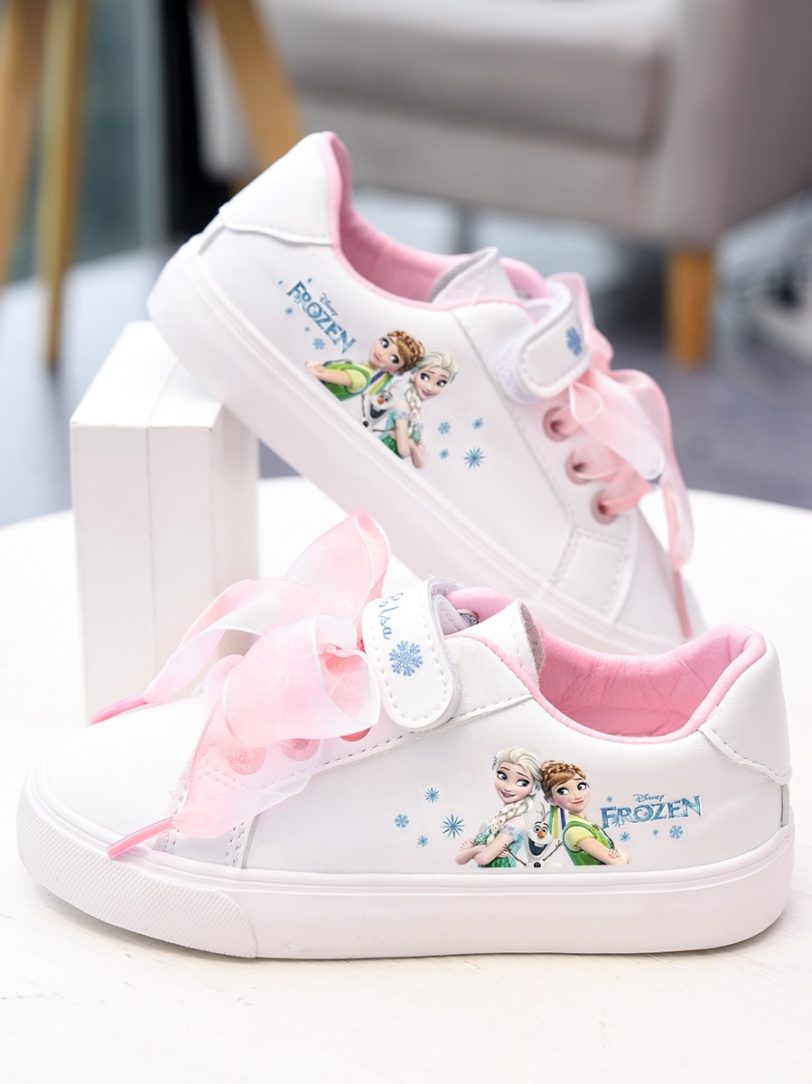 Disney girls frozen princess white Bow canvas shoes non-slip soft bottom sports casual shoes for girl gift - Image 2