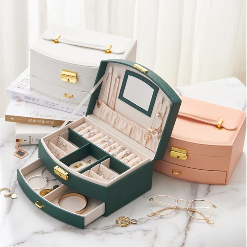 Double Layer Jewelry Box Large Capacity Drawer Jewelry Organizer Rings Earrings Necklace Jewelry Storage Box Wedding 2