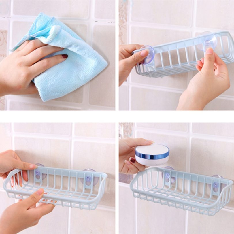 Durable Suction Cup Dishwashing Sponge Holder Hanging Storage Rack Drain Rack Sink Shelf Kitchen Accessories - Image 6