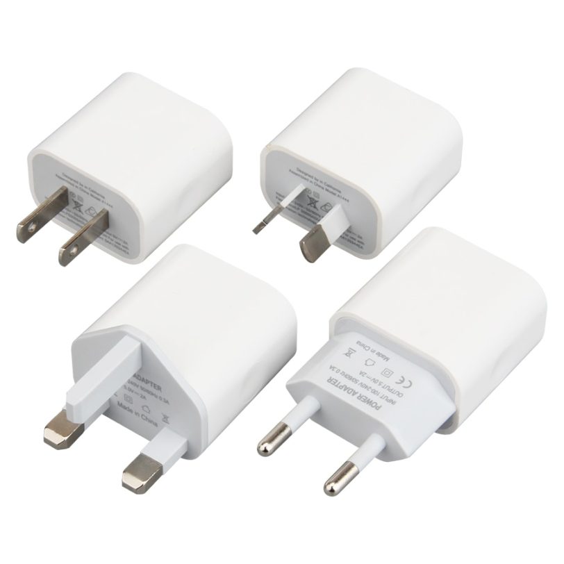 EU US UK AU Plug 6th 2 USB Ports Charger Power Travel Wall Adapter White Mobile 1
