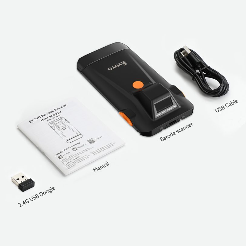 Eyoyo Mini Bluetooth/USB Wired/2.4G Wireless 3-in-1 2D Barcode Scanner,Portable 1D QR Image Scanner Bar Code Reader - Image 6