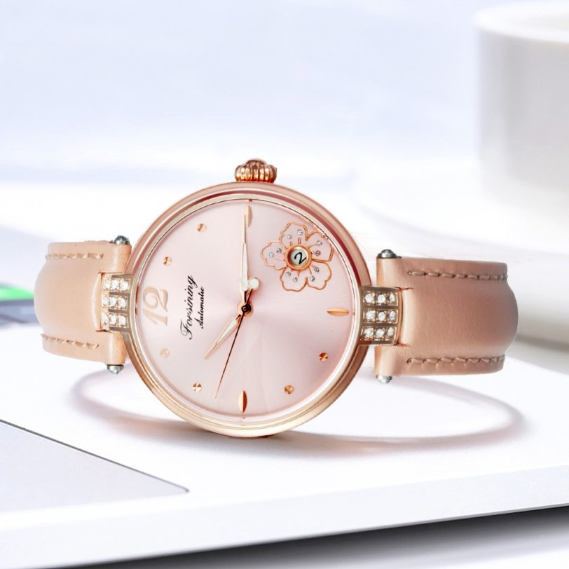 FORSINING Automatic Watch Women Elegant Ladies Watches Top Brand Luxury Female Automatic Wristwatch Leather Strap женские часы - Image 6