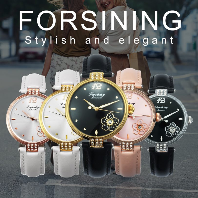 FORSINING Automatic Watch Women Elegant Ladies Watches Top Brand Luxury Female Automatic Wristwatch Leather Strap женские часы - Image 2