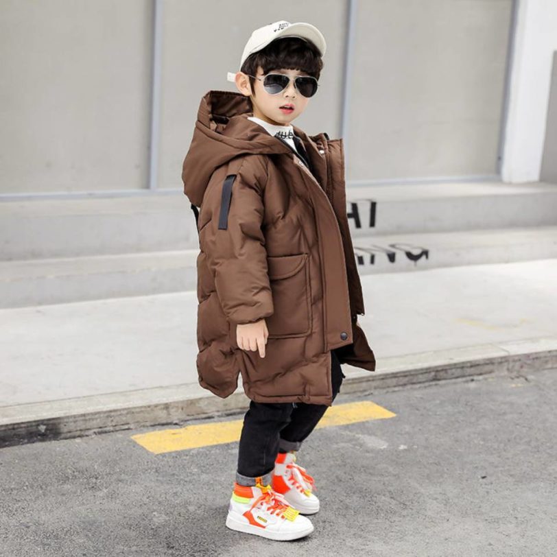 Fashion Hooded Winter Thick Jacket Parka Solid Color Down Clothes Snow Wear Kids Outerwear Size For 4 5 6 7 8 9 10 12 13 Year - Image 3