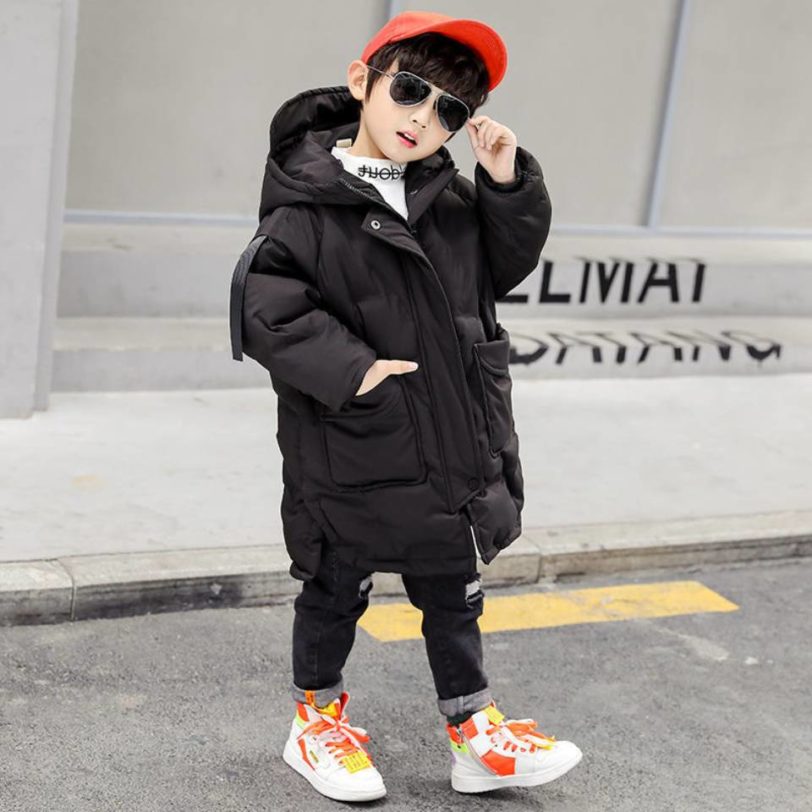 Fashion Hooded Winter Thick Jacket Parka Solid Color Down Clothes Snow Wear Kids Outerwear Size For 4 5 6 7 8 9 10 12 13 Year - Image 5