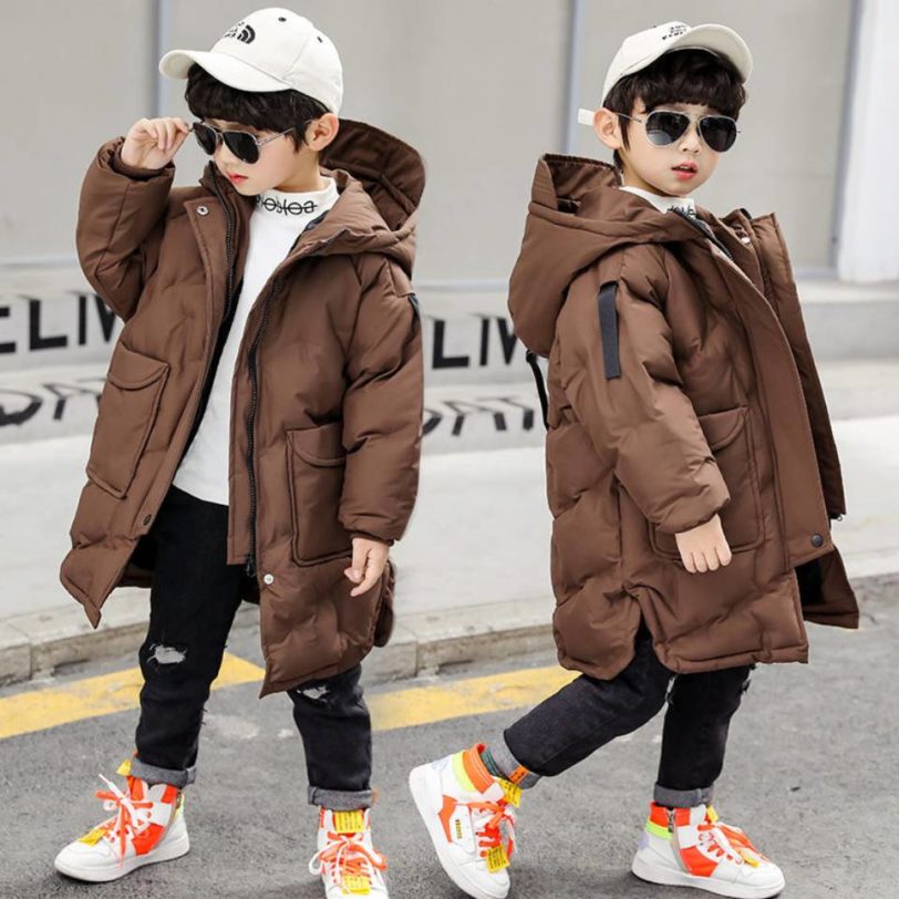 Fashion Hooded Winter Thick Jacket Parka Solid Color Down Clothes Snow Wear Kids Outerwear Size For 4 5 6 7 8 9 10 12 13 Year - Image 2