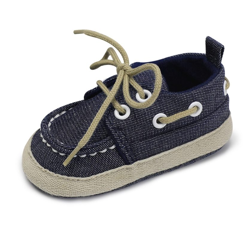 Fashion Infants Baby Boys Girls Soft Soled Jean Shoes For Newborn Laces Up Canvas Sneaker First Walkers Protect Feet 0-18 Month - Image 2