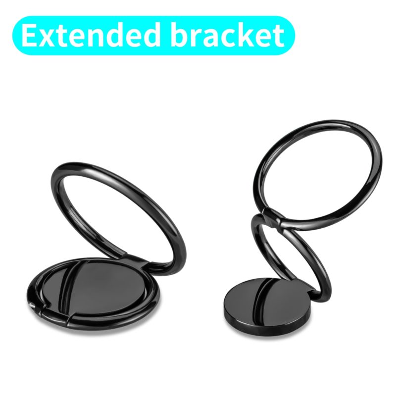 Fashion Luxury Universal Plating Gold Silver Black Metal Double Finger Ring Mobile Phone Talk Round Grip Stand Holder Women Gift - Image 2