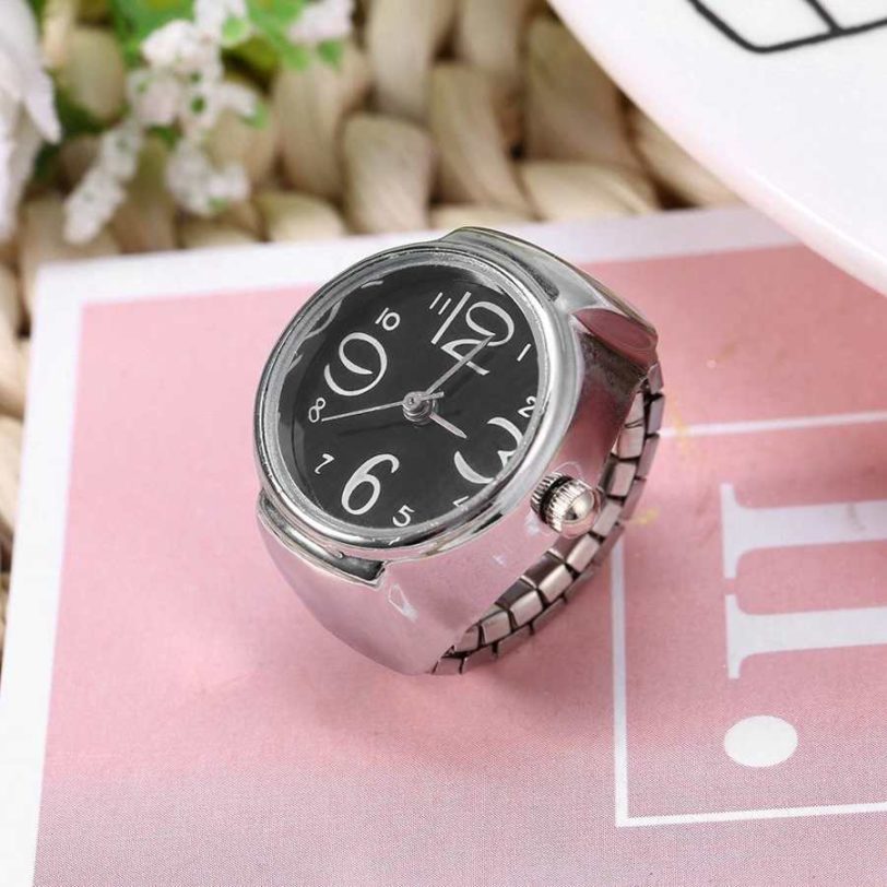 Fashionable Unisex Finger Rings Watch Quartz Analog Bracelets Silver Small Watch - Image 3