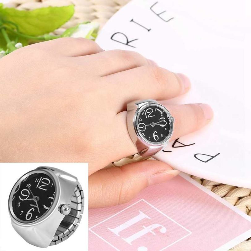 Fashionable Unisex Finger Rings Watch Quartz Analog Bracelets Silver Small Watch - Image 2