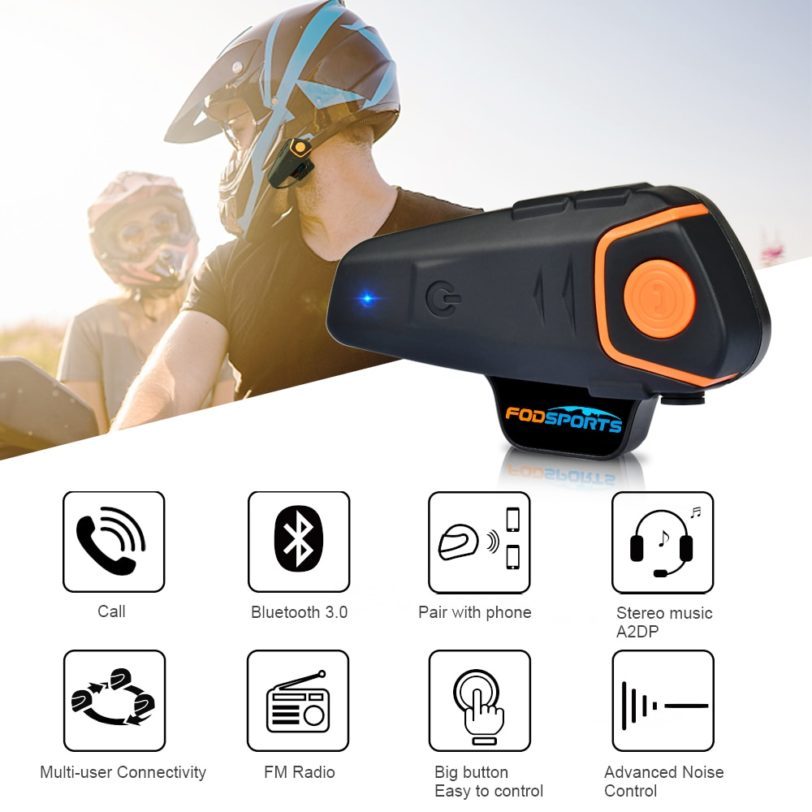 Fodsports BT-S2 Pro motorcycle helmet intercom motorbike wireless bluetooth Headset waterproof BT Interphone with FM Radio - Image 2