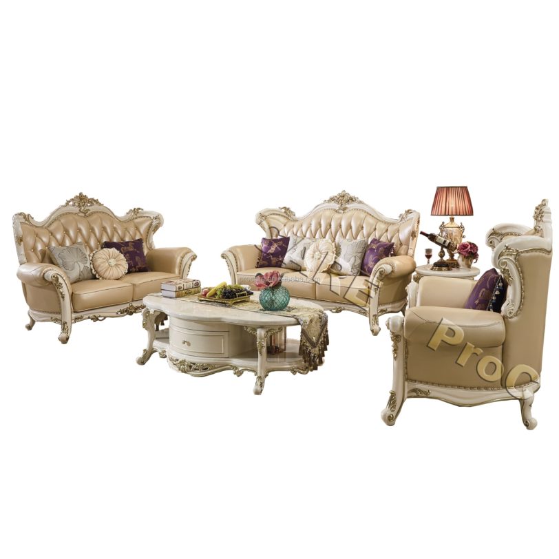 Foshan ProCARE Champagne Gold Sofa Cover Senior Living Room Wooden Sofa sets - Image 3