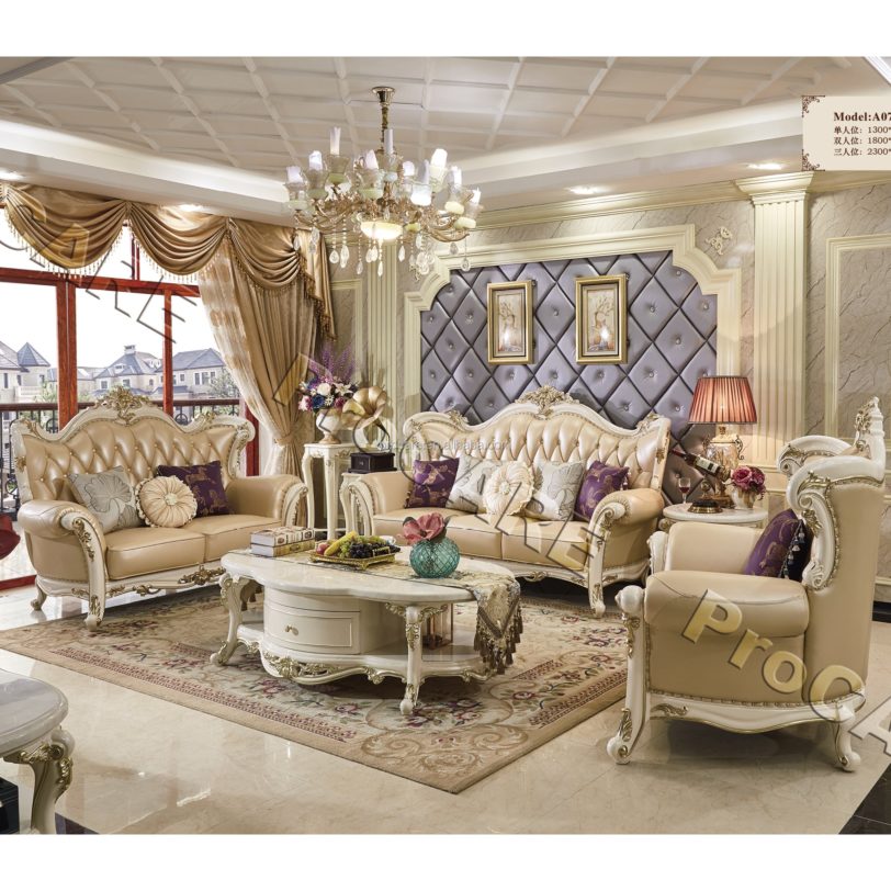 Foshan ProCARE Champagne Gold Sofa Cover Senior Living Room Wooden Sofa sets - Image 5