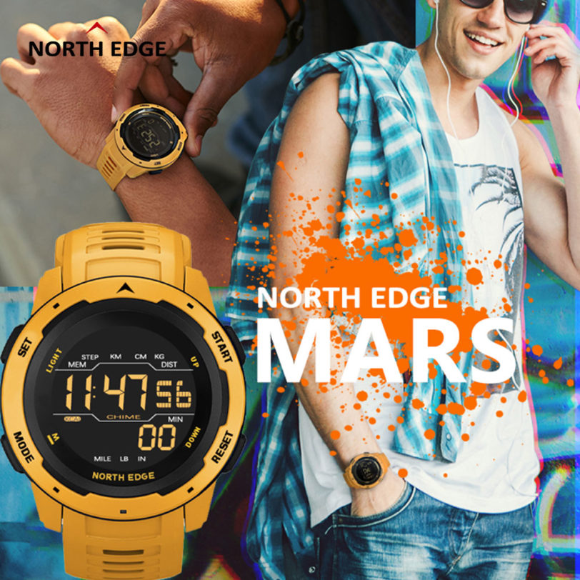 Gift Original NORTH EDGE Men Digital Watch Dual Time Pedometer Waterproof 50M Alarm Clock Stopwatch Countdown Men's Sports Watch - Image 4